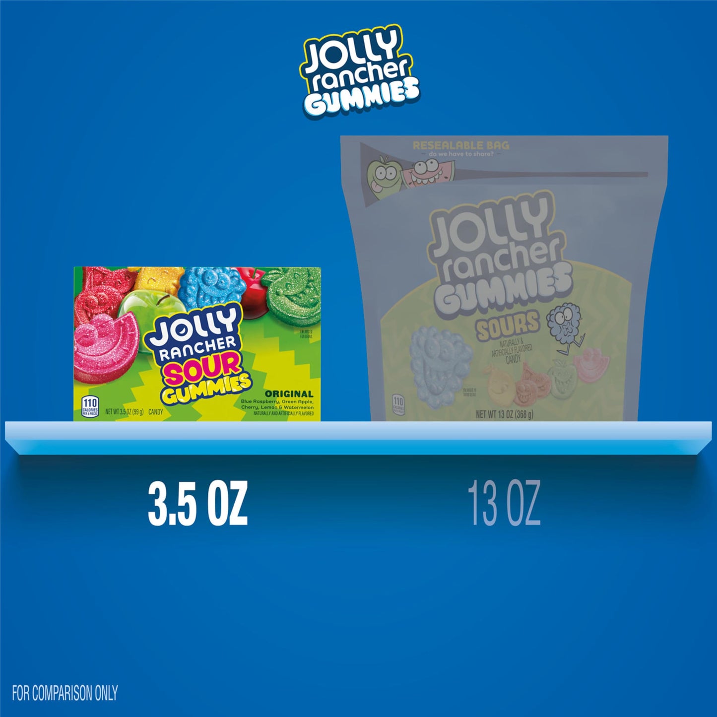 Jolly Rancher Sour Gummies Assorted Fruit Flavored Candy Box, 3.5 Oz