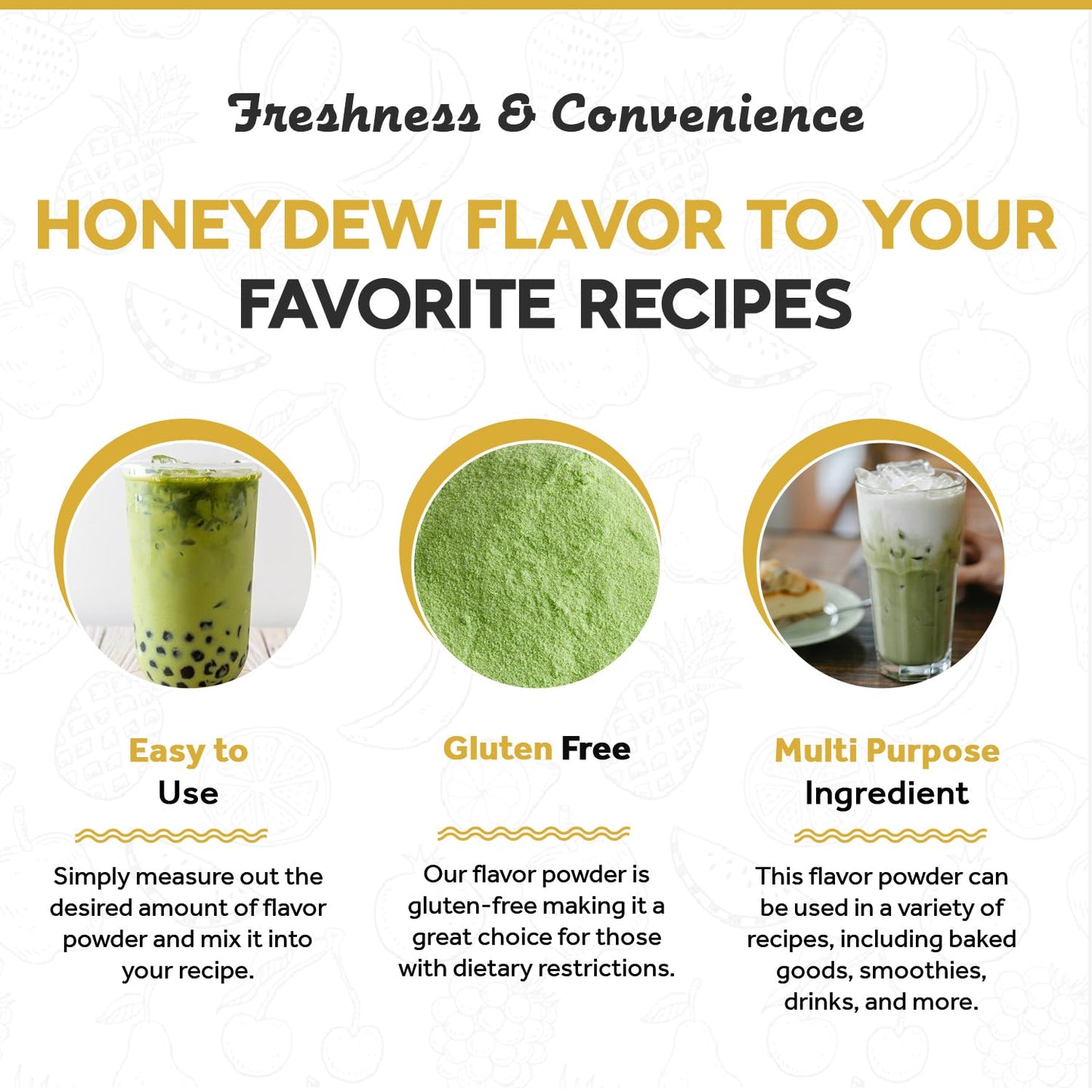 Fanale Premium Honeydew Bubble Tea Flavoring Powder | Perfect For Baking, Smoothies, Desserts And Drinks | Instant Flavoring Pow