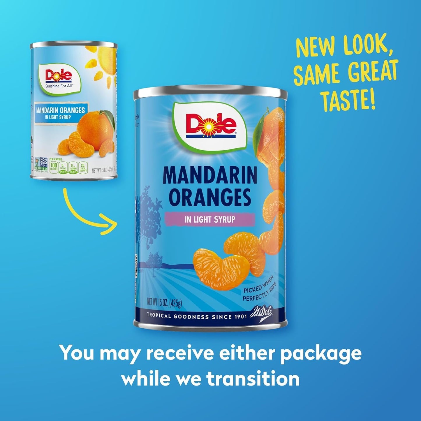 Dole Canned Mandarin Oranges In Light Syrup, 15 Oz