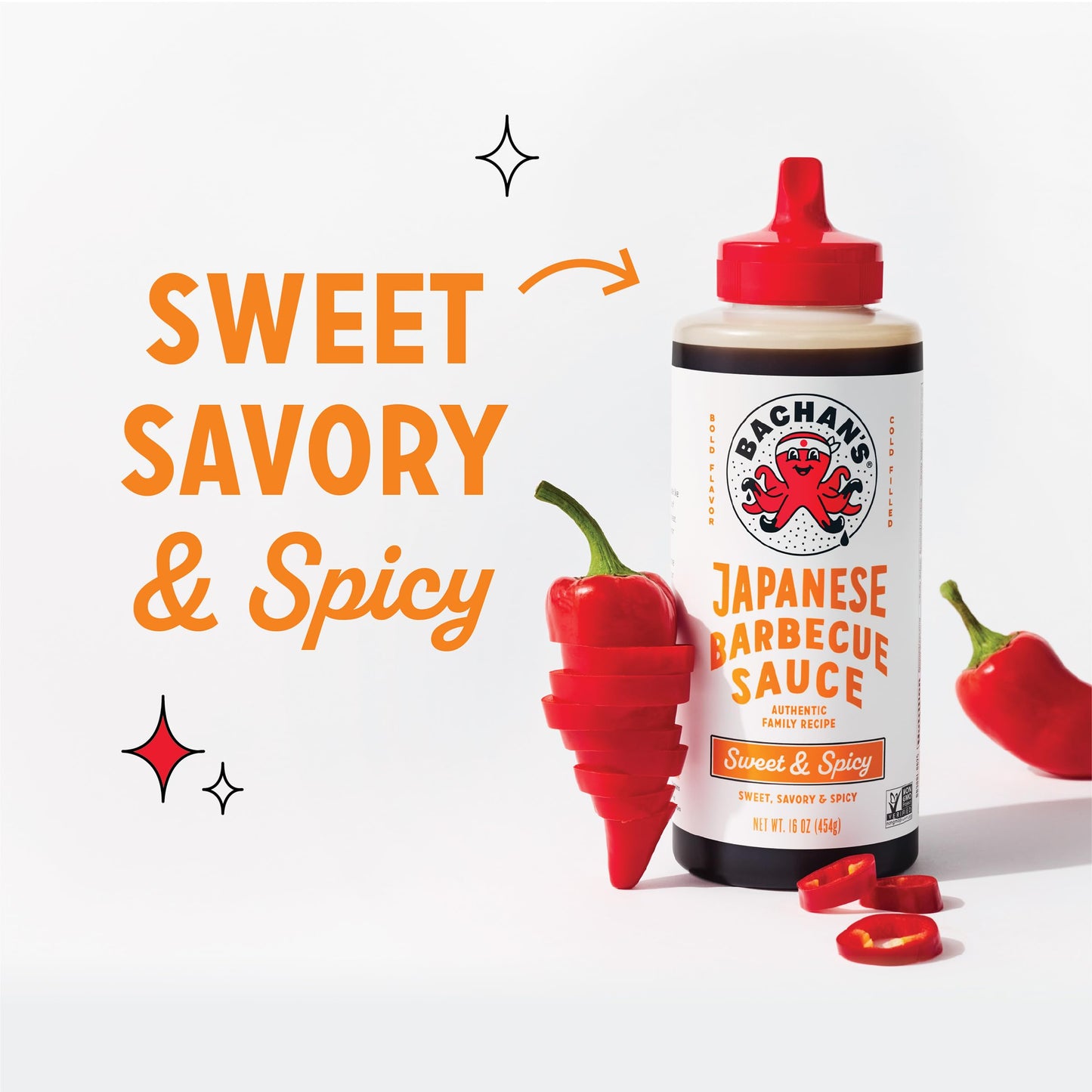 Bachans - The Original Japanese Barbecue Sauce - Hot And Spicy, 16 Ounces. Small Batch, Non Gmo, No Preservatives, Vegan And Bpa Free.