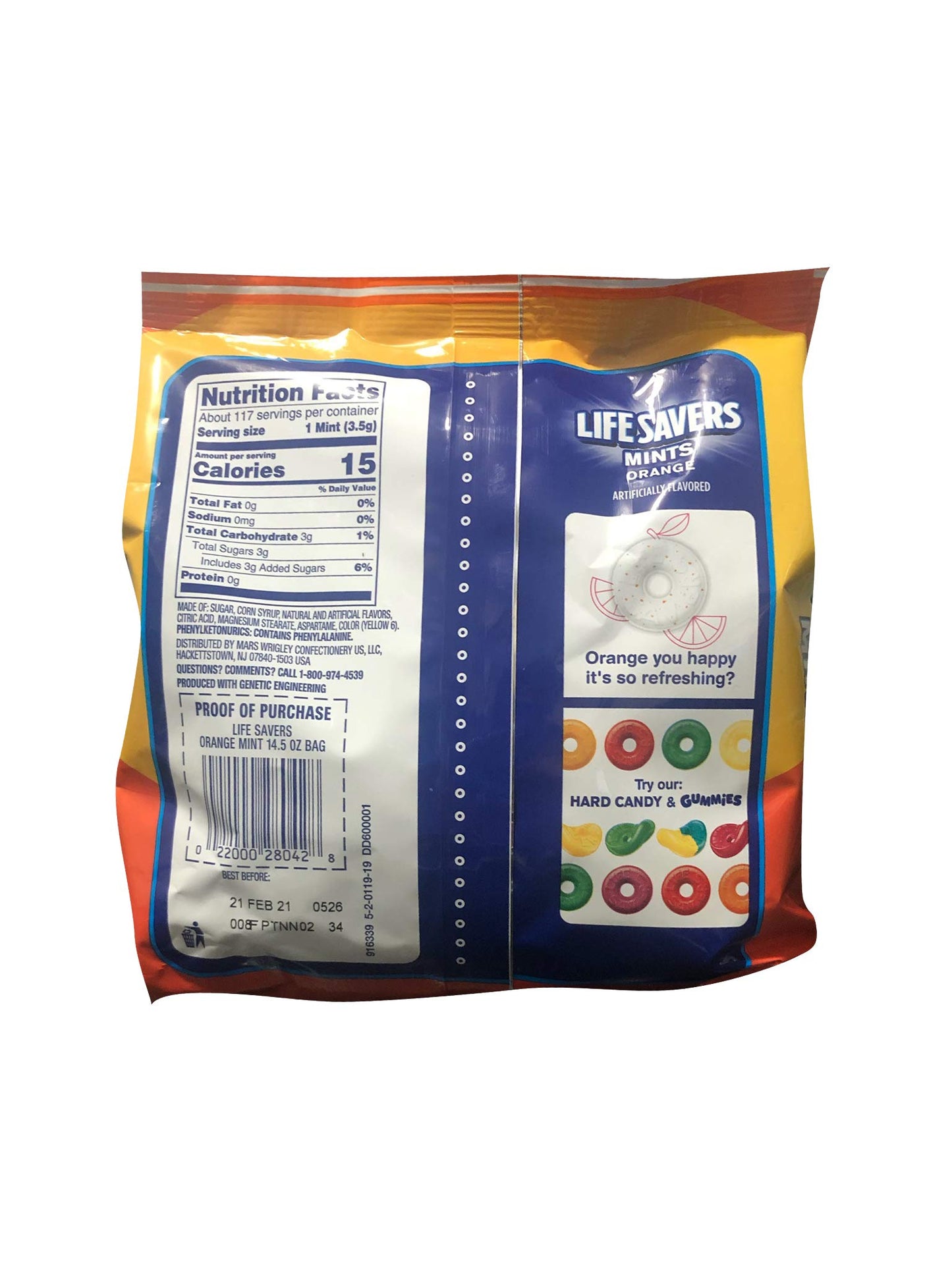 Life Savers Orange Mints - 13 oz bag - Individually Wrapped