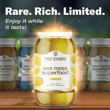 Trueseamoss Sea Moss Gel - Made In Usa - Wildcrafted Seamoss, Fresh Fruits & Sea Vegetables - Lemon Pie, Pack Of 2 (Labels May V