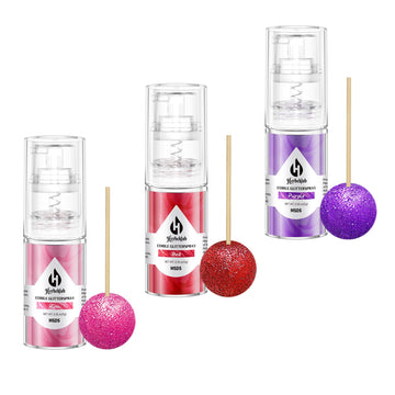 Edible Glitter Spray - 3 Colors Edible Spray Glitter Food Grade Metallic Shimmer Powder Red Pink Purple Cake Sprinkles for Cooki