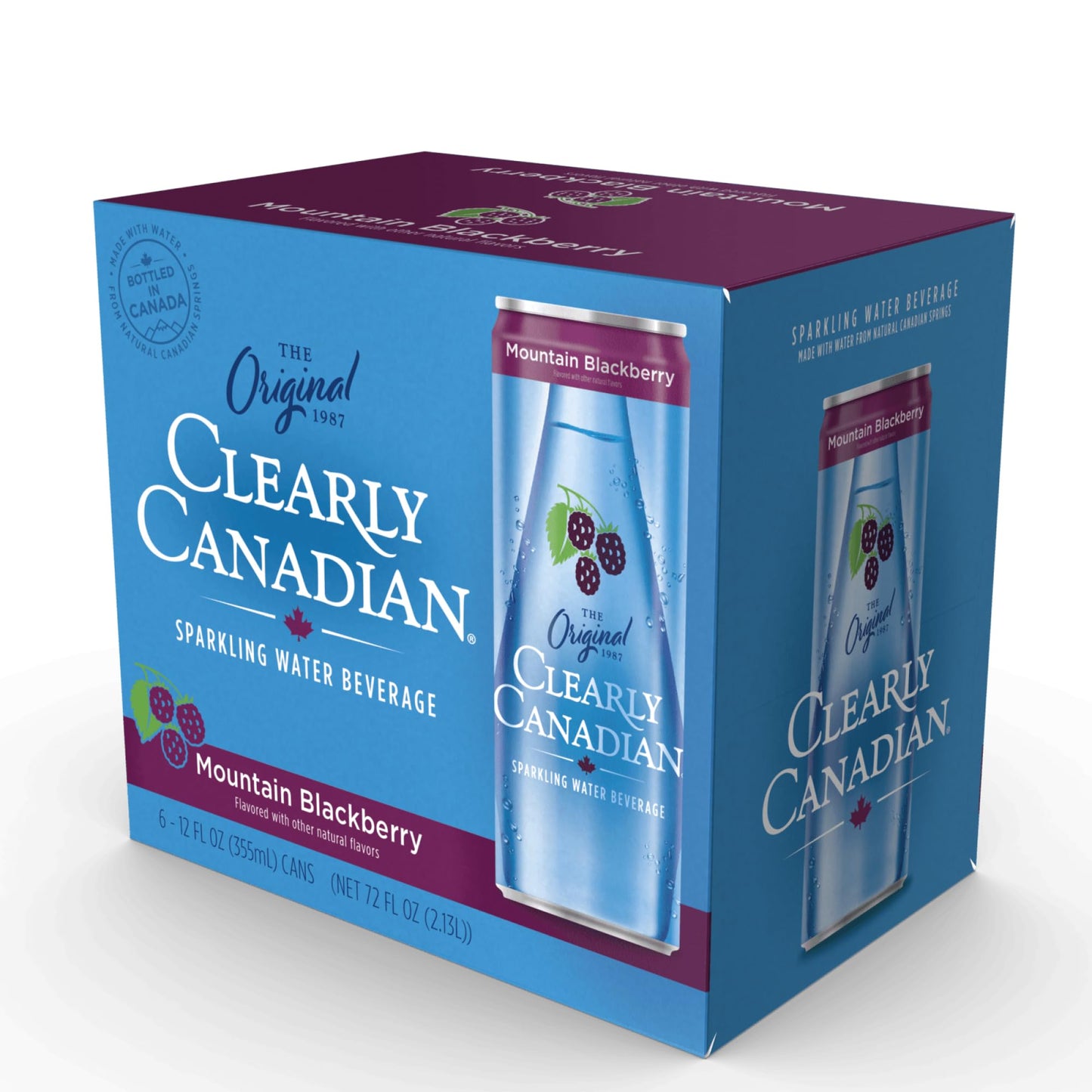 Clearly Canadian Mountain Blackberry Sparkling Spring Water Beverage, Natural & Carbonated, Flavored Seltzer Water, 1 Case (24 C