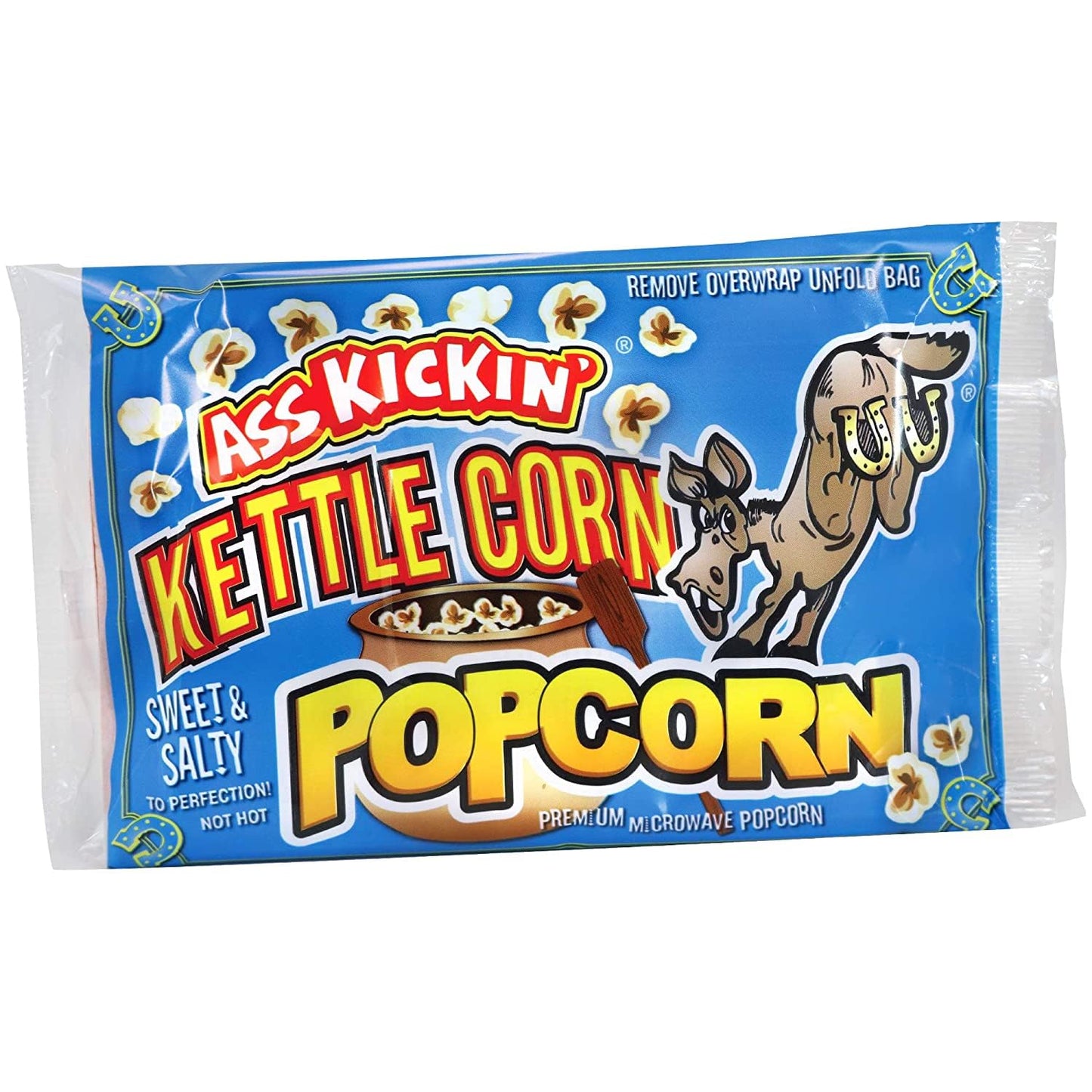 ASS KICKIN Kettle Corn Microwave Popcorn - Sweet Gourmet Snack - 12 Pack - 0.08 Ounce Each