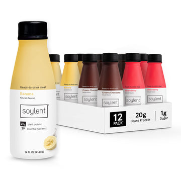 Soylent Meal Replacement Shake, Banana Split Variety Pack, Contains 20G Complete Vegan Protein, Ready-To-Drink, 14 Fl Oz (Pack O