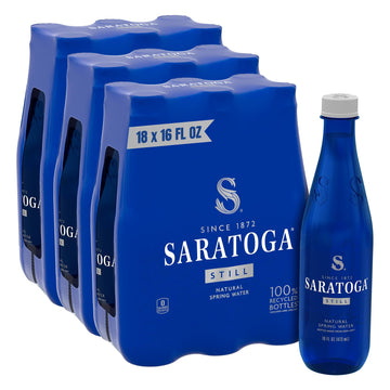 Saratoga Spring Water Bottles, 18 Pack - Still Bottled Water - Recycled PET Plastic Bottles - 16 Fl Oz
