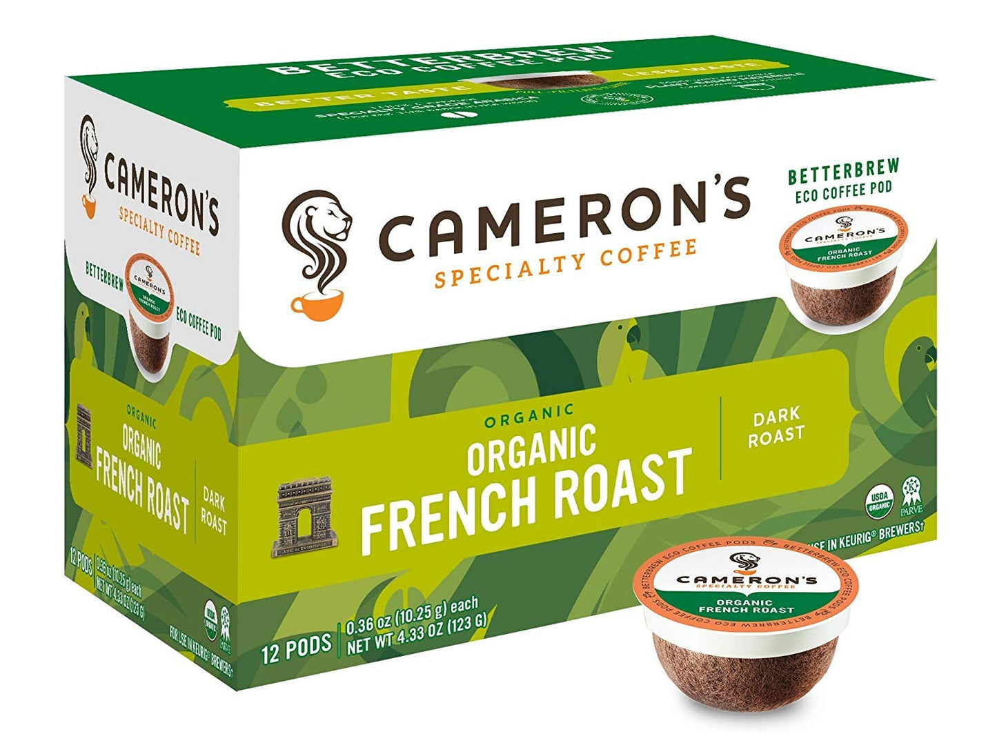 Cameron s Coffee Single Serve Pods, Organic French Roast, 12 Count (Pack of 6)
