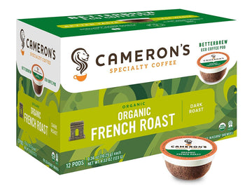 Cameron s Coffee Single Serve Pods, Organic French Roast, 12 Count (Pack of 6)
