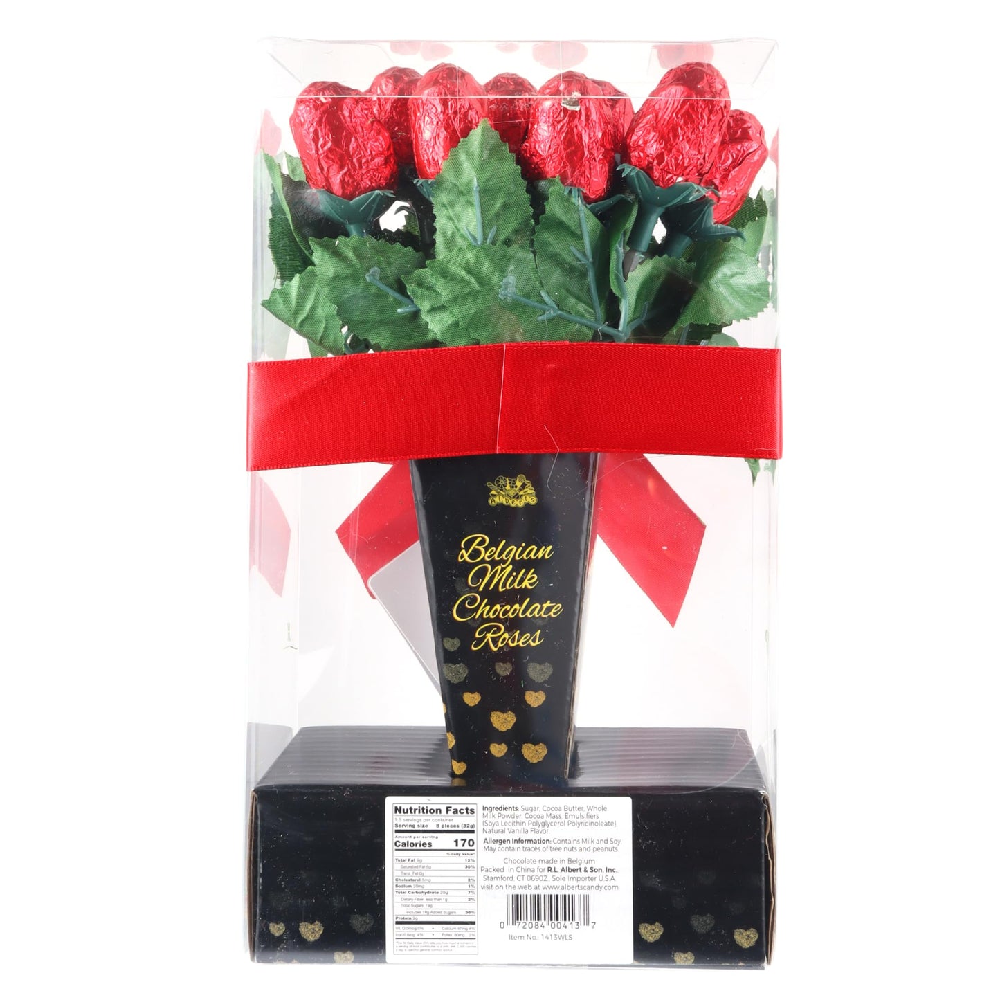 Chocolate Roses Valentine'S Belgian Milk Chocolate Rose Bouquet, One Dozen Individually Wrapped Candy Flowers, Sweet Gift For Sp