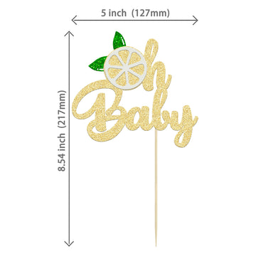 1Pc Lemon Oh Baby Cake Topper Gold Glitter Fruit Theme Oh Baby Lemonade Party Cake Decorations For Lemon Theme Baby Shower Kids