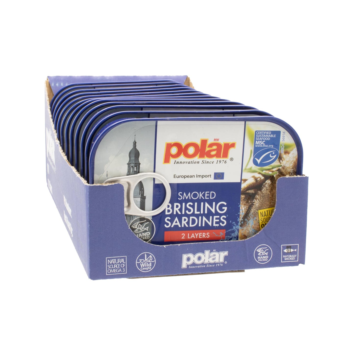 MW Polar Smoked Brisling Sardines in Spring Water  3.52 oz Can  Wild Caught (Pack of 12)