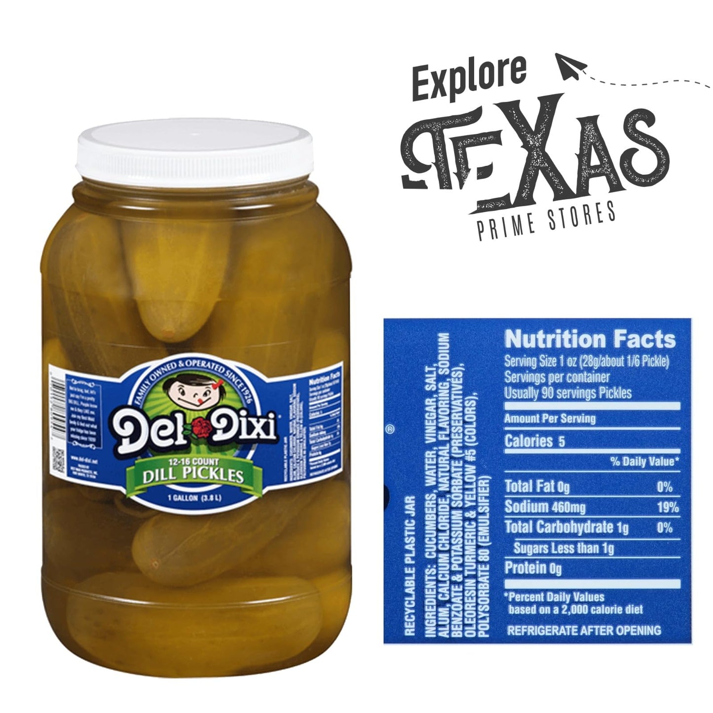 Del-Dixi 1- Gallon Of Whole Dill Pickles Plastic Jar