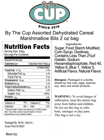By The Cup Assorted Dehydrated Cereal Marshmallow Bits, 2 Oz Bag