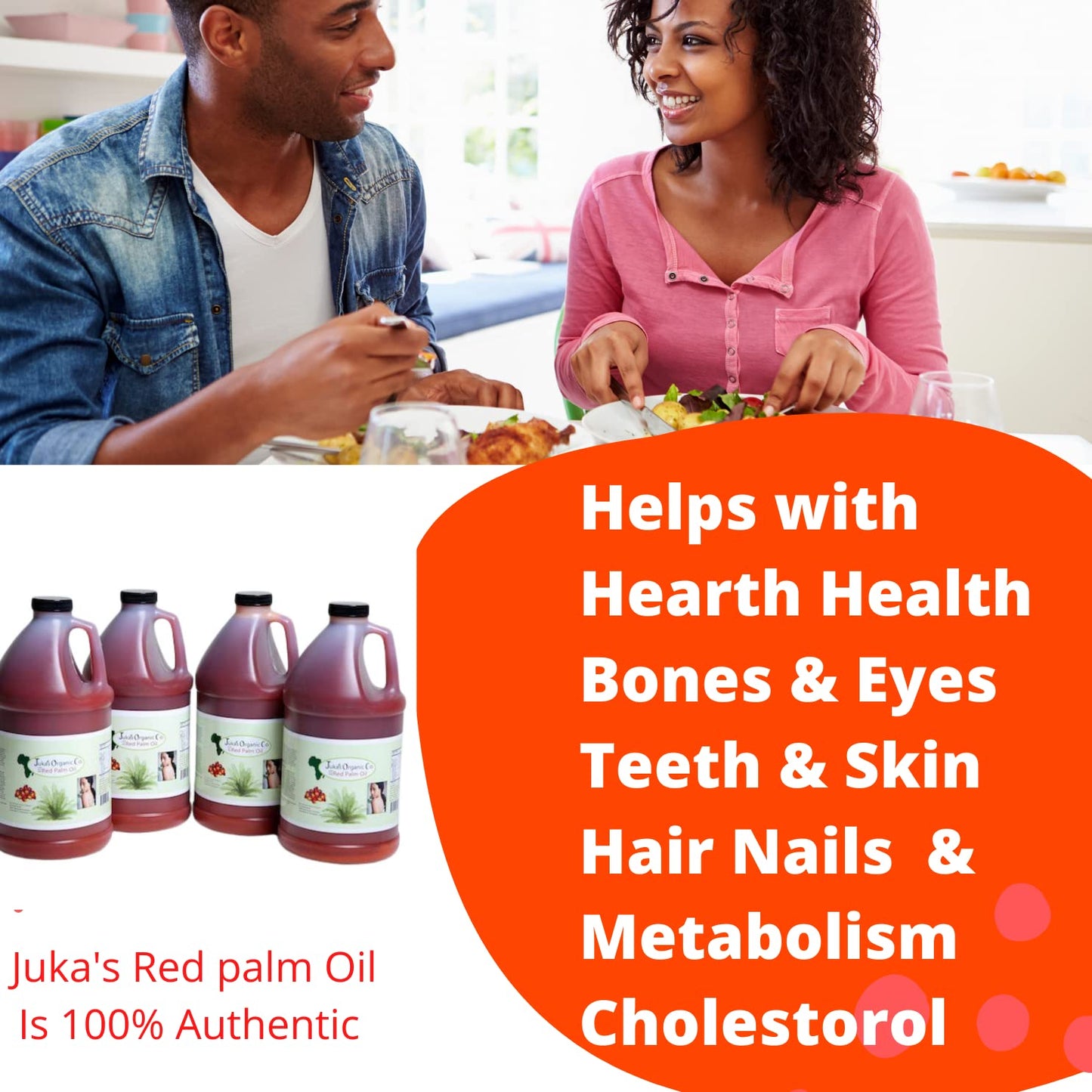 Red Palm Oil By Juka'S Organic Co. (100% Organic, Authentic & Sustainable, All Natural From Africa) (135.2 Fl Oz)