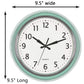 Bernhard Products Retro Wall Clock 12 Inch Seafoam Green Kitchen 50S Vintage Design Round Silent Non Ticking Battery Operated Qu