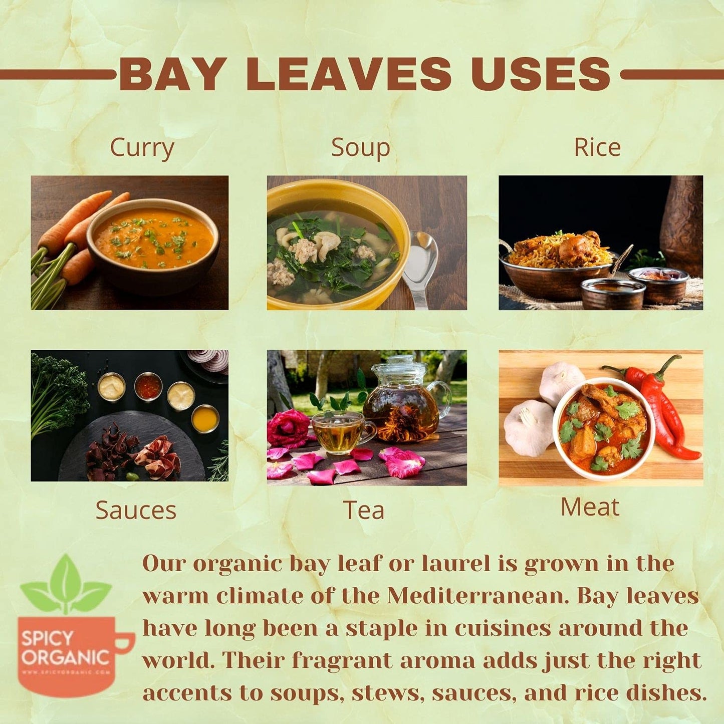 SPICY ORGANIC Bay Leaf - USDA Organic, Non-GMO, Gluten-Free - 8 Oz Resealable Pack