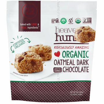 Heavnly Hunks Organic Oatmeal Dark Chocolate (22 oz.) - Gluten-Free, Vegan, Non-GMO Superfood Cookies - Soft-Baked, Individually