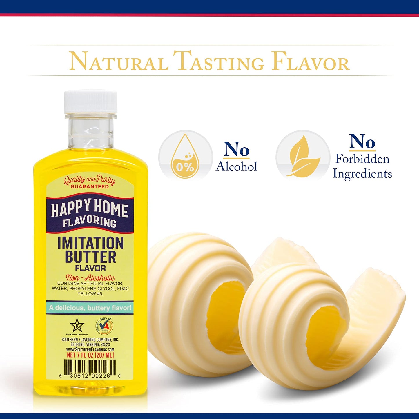 Happy Home compatible with Butter Flavoring, Non-  ic, Certified Kosher, 7 oz.