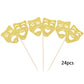 24 Pcs Theatrical Mask Cupcake Toppers Gold Glitter Comedy Movie Night Cupcake Picks Film Festival Theme Birthday Party Cake Dec