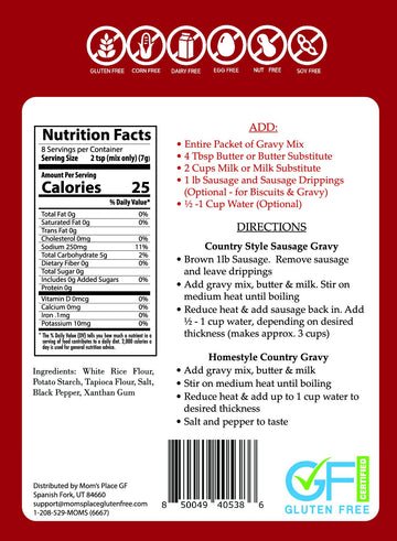 Mom'S Place Gluten-Free Dairy Free Country Gravy Mix