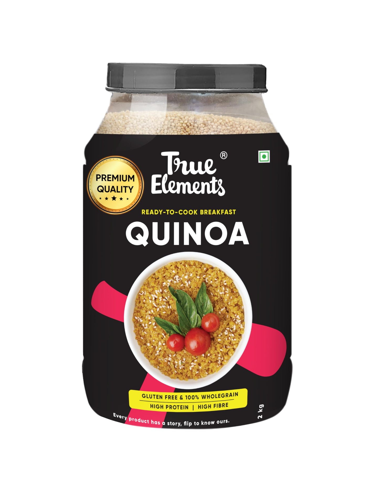 True Elements Cereal Quinoa  2000G - Plant-Based  High Protein  Gluten-Free  Organic  Indian Oriflavor Blend