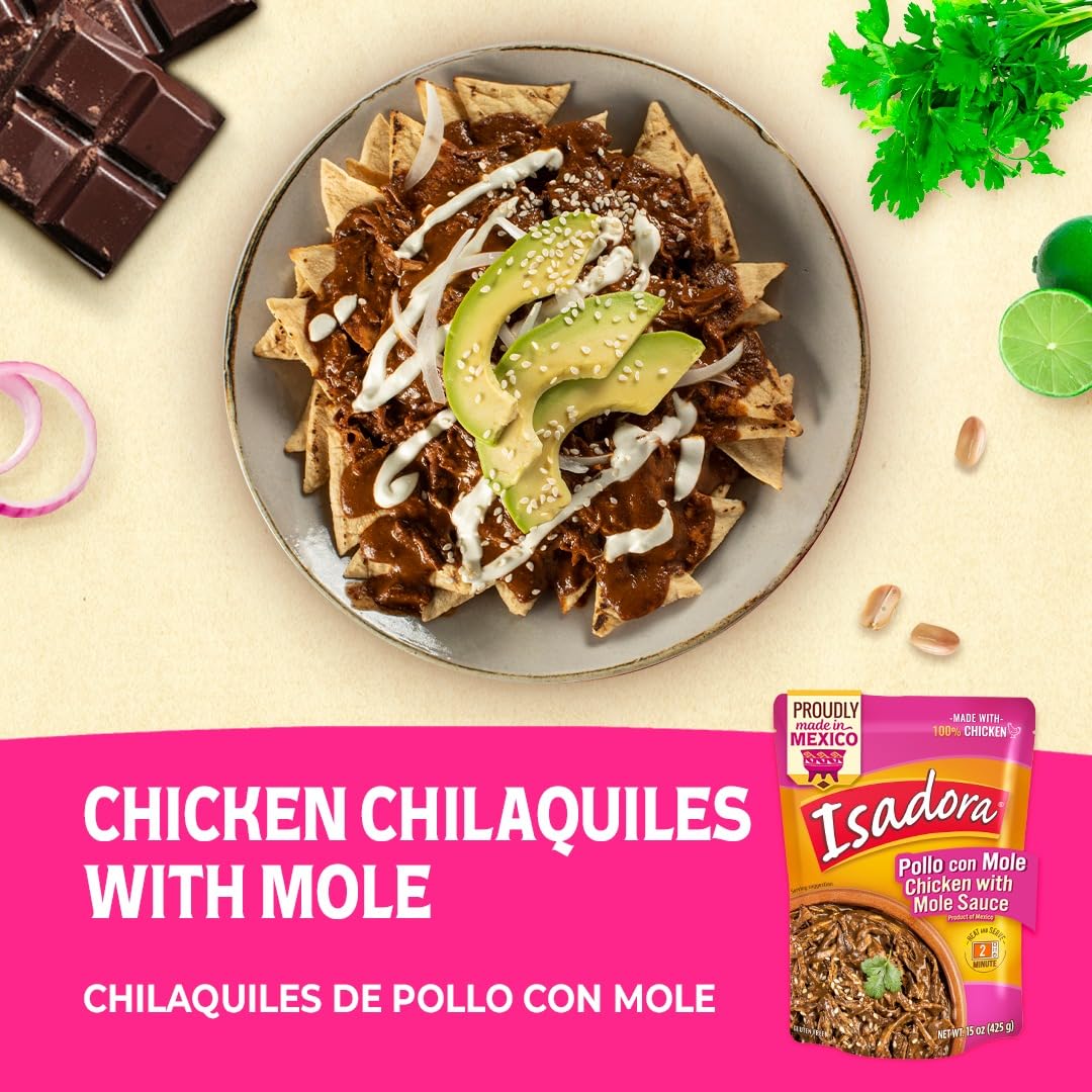 Isadora Fully Cooked Pollo con Mole, Gluten Free Mexican Food, 15 oz, Ready-to-Eat