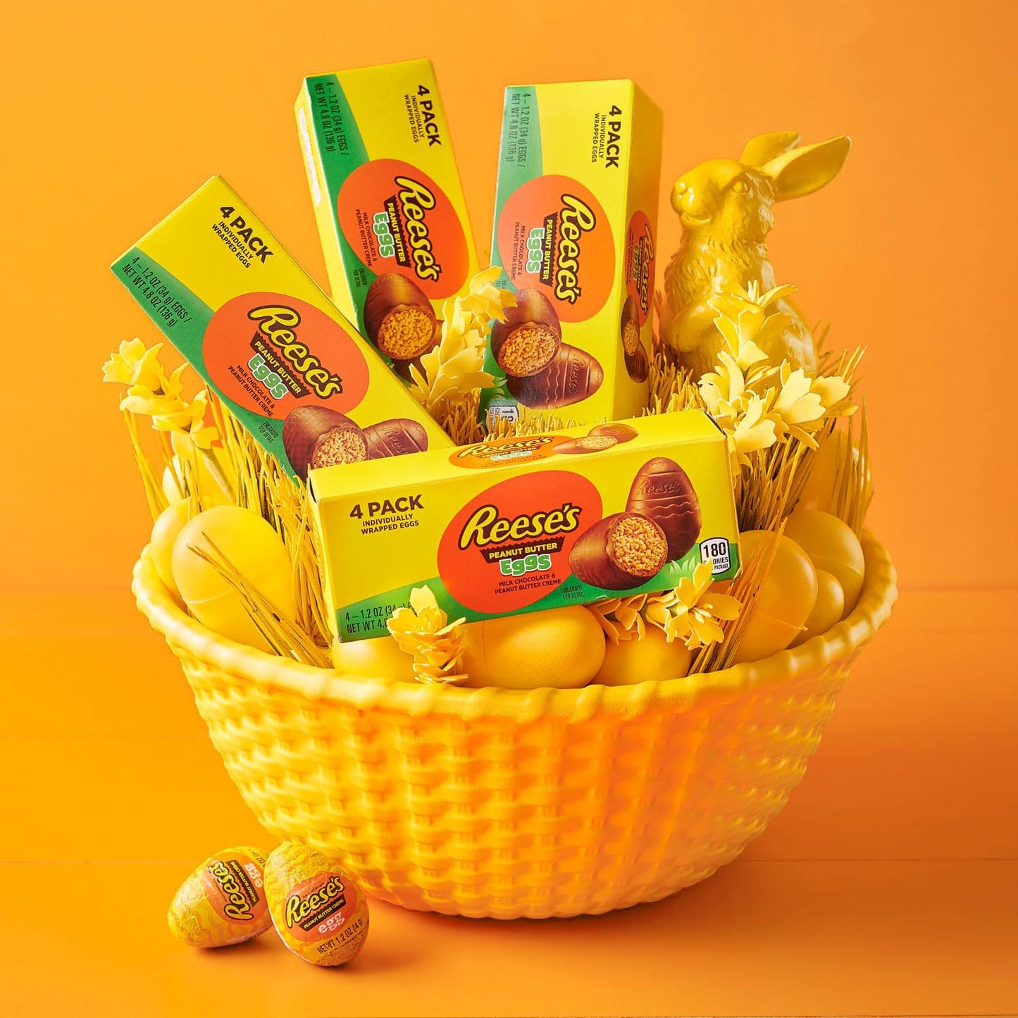 Reese Creme Eggs Easter Candy 4 Pack - Milk Chocolate Peanut Butter Eggs Individually Wrapped Easter Candy For Parties, Egg Hunt