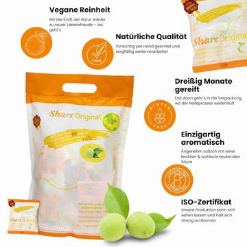 Share Original® Fermented Green Plum Japanese Apricot, 1.1lb, Vegan, 30+ Months Fermented, Sweet-Sour Flavor