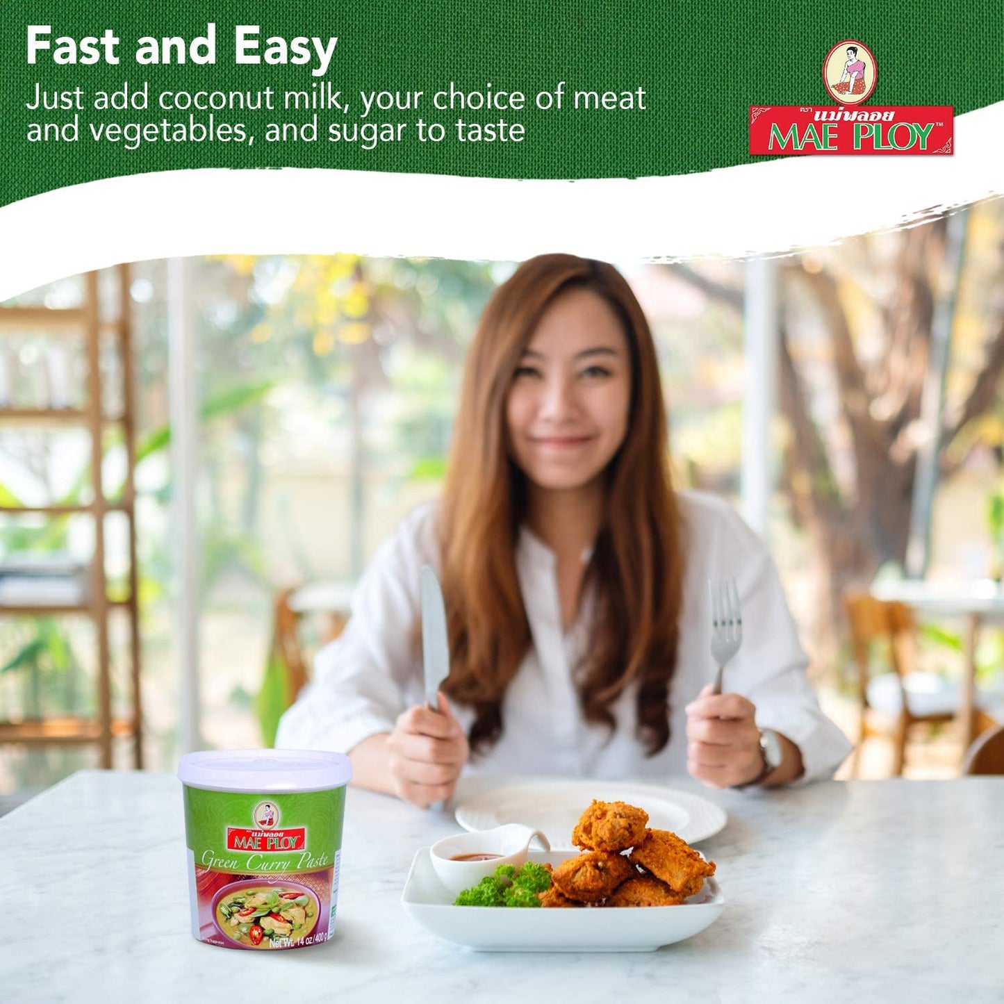 Mae Ploy Green Curry Paste, Authentic Thai Green Curry Paste For Thai Curries & Other Dishes, Aromatic Blend Of Herbs, Spices &