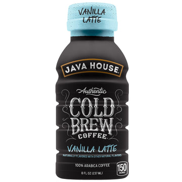 Java House Cold Brew Coffee, 6 Pack Of 8Oz Bottles, Ready To Drink Instant Cold & Iced Coffee (Vanilla Latte)