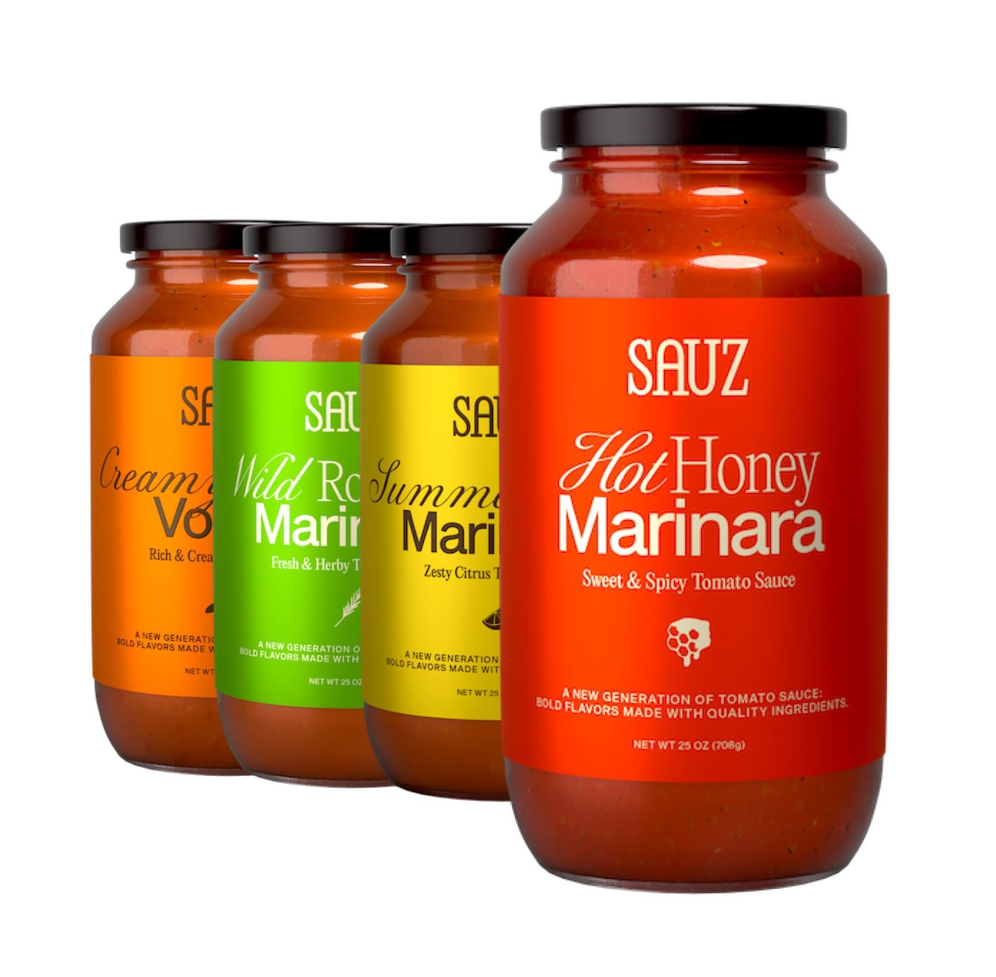 Sauz Variety Pack Craft Sauces, 25 Oz Jars, 4-Pack, Gluten-Free, Non-GMO, Clean Ingredients