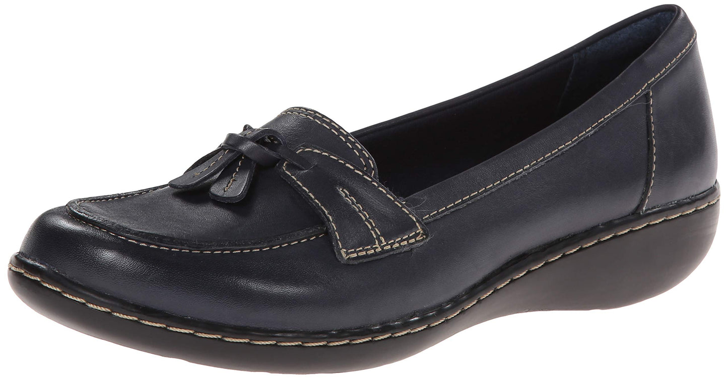 Clarks Womens Ashland Bubble Slip-On Loafer, Navy, 65 2W Us