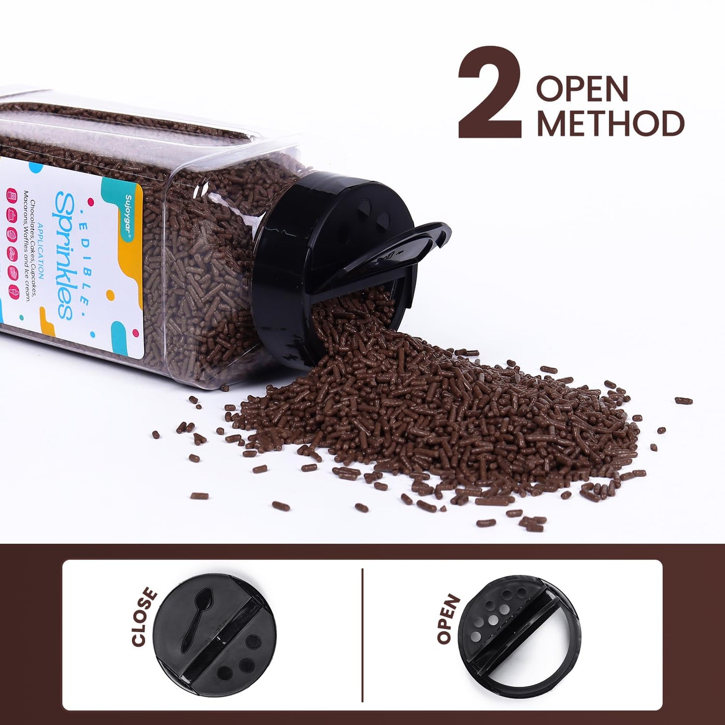 Chocolate Sprinkles, 1.32Lb Bulk Chocolate Jimmies Sprinkles For Cake Decorating, Edible Sprinkles For Cupcake Toppers Ice Cream