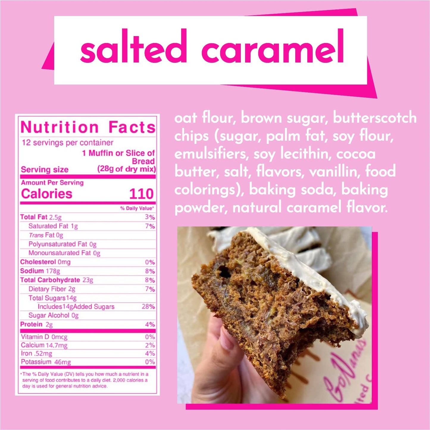 Gonanas Salted Caramel Banana Bread Mix, Vegan, Gluten Free Healthy Snacks Oat Flour Banana Bread Or Banana Muffin Mix Women Own