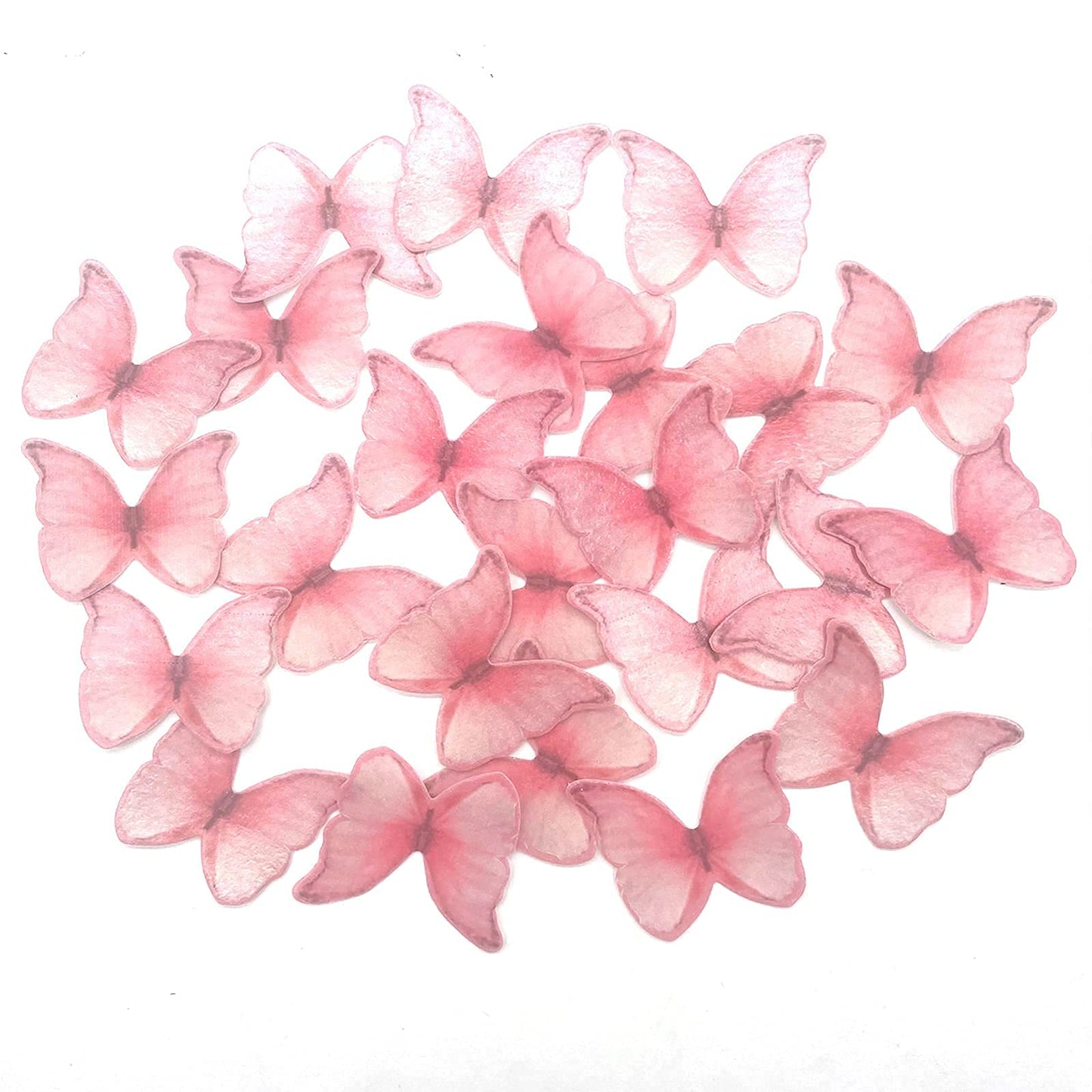 GEORLD 48 Count Pink Edible Wafer Paper Butterflies - Cake Decorations & Cupcake Toppers for Parties & Celebrations