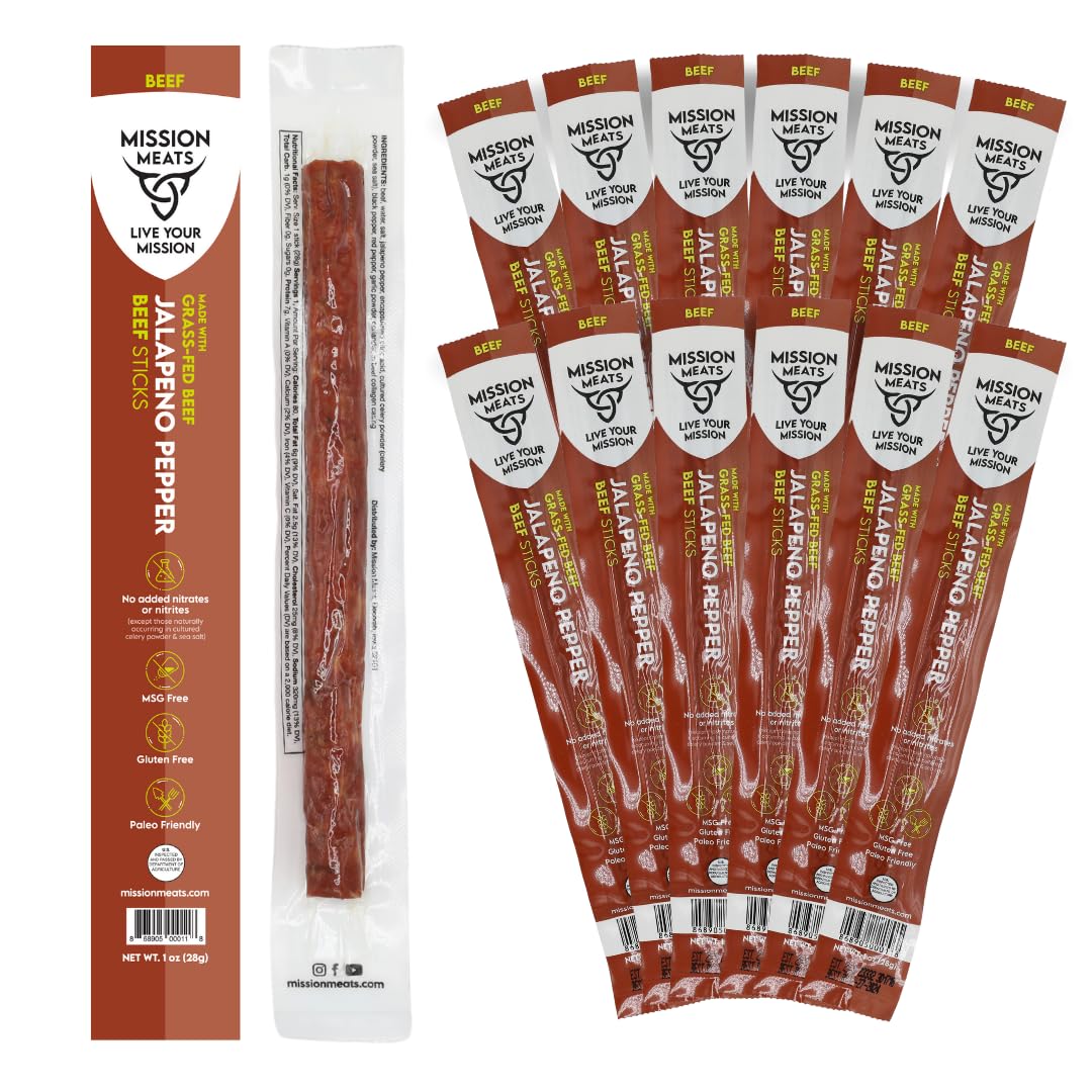 Tasty & Spicy Non-Gmo Grass-Fed Beef Sticks Gluten Free Msg Free Nitrate Nitrite Free Paleo Snacks Keto Healthy Natural Meat Sti