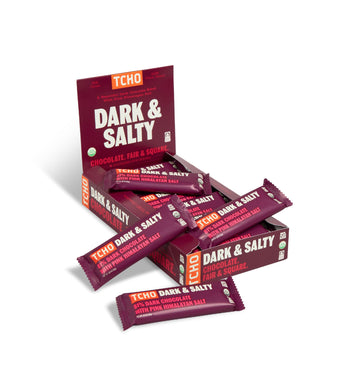TCHO Dark & Salty Chocolate Bars - Organic 81% Dark Chocolate with Pink Himalayan Salt - Individually Wrapped 100% Plant-Based P