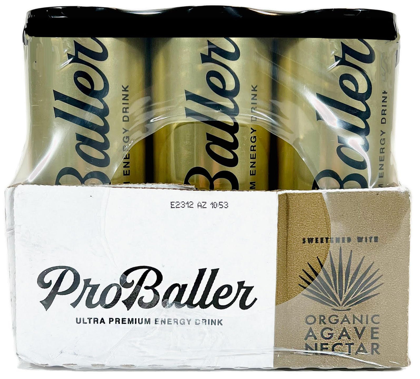 PROBALLER Ultra Premium Energy Drink, Natural Energy, Organic Blue Agave, Guarana, 12 fl oz, Pack of 15
