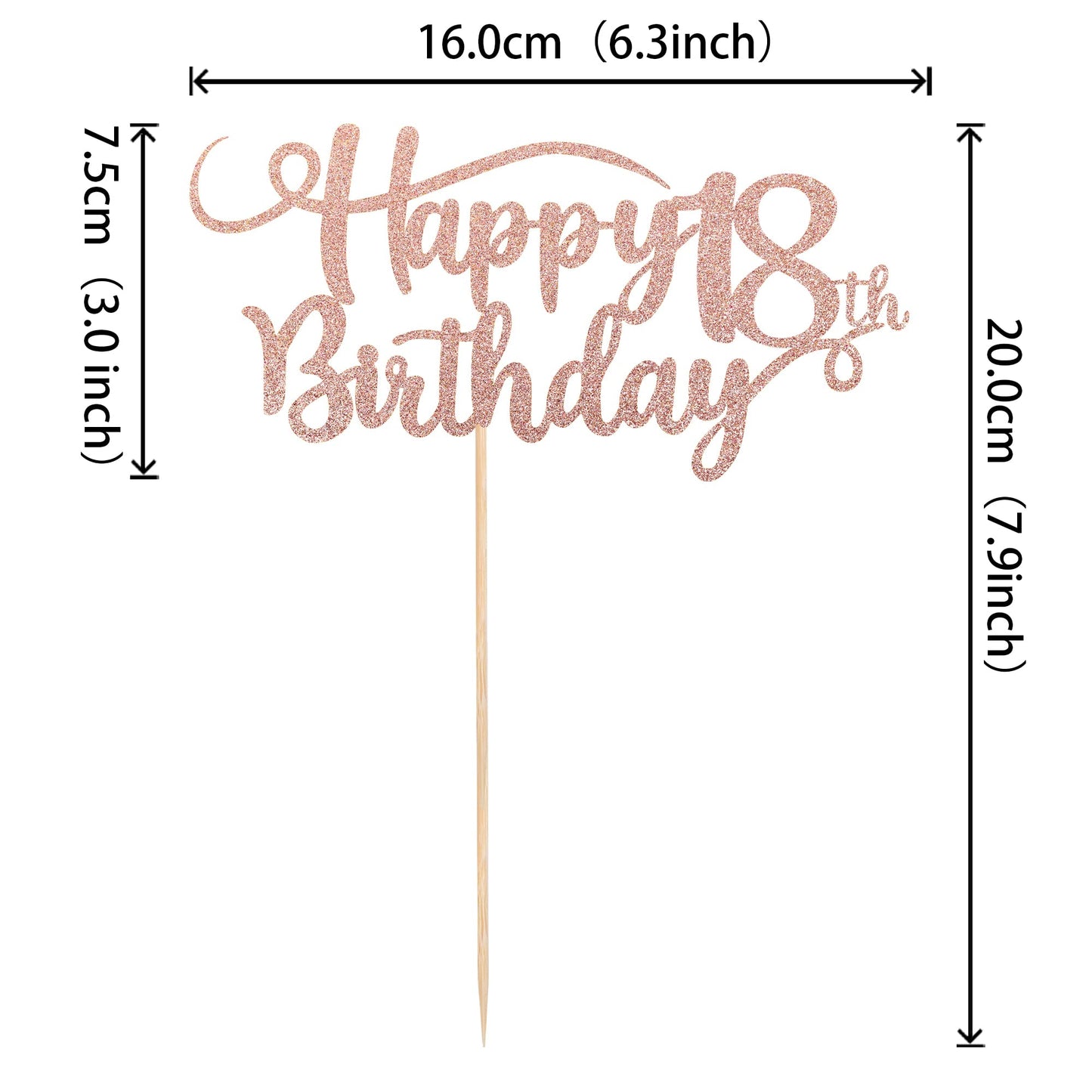 Rssta i Happy 18th Birthday Cake Topper Glitter Number 18 Rose Gold Paper Decoration for 18th Birthday Party Supplies