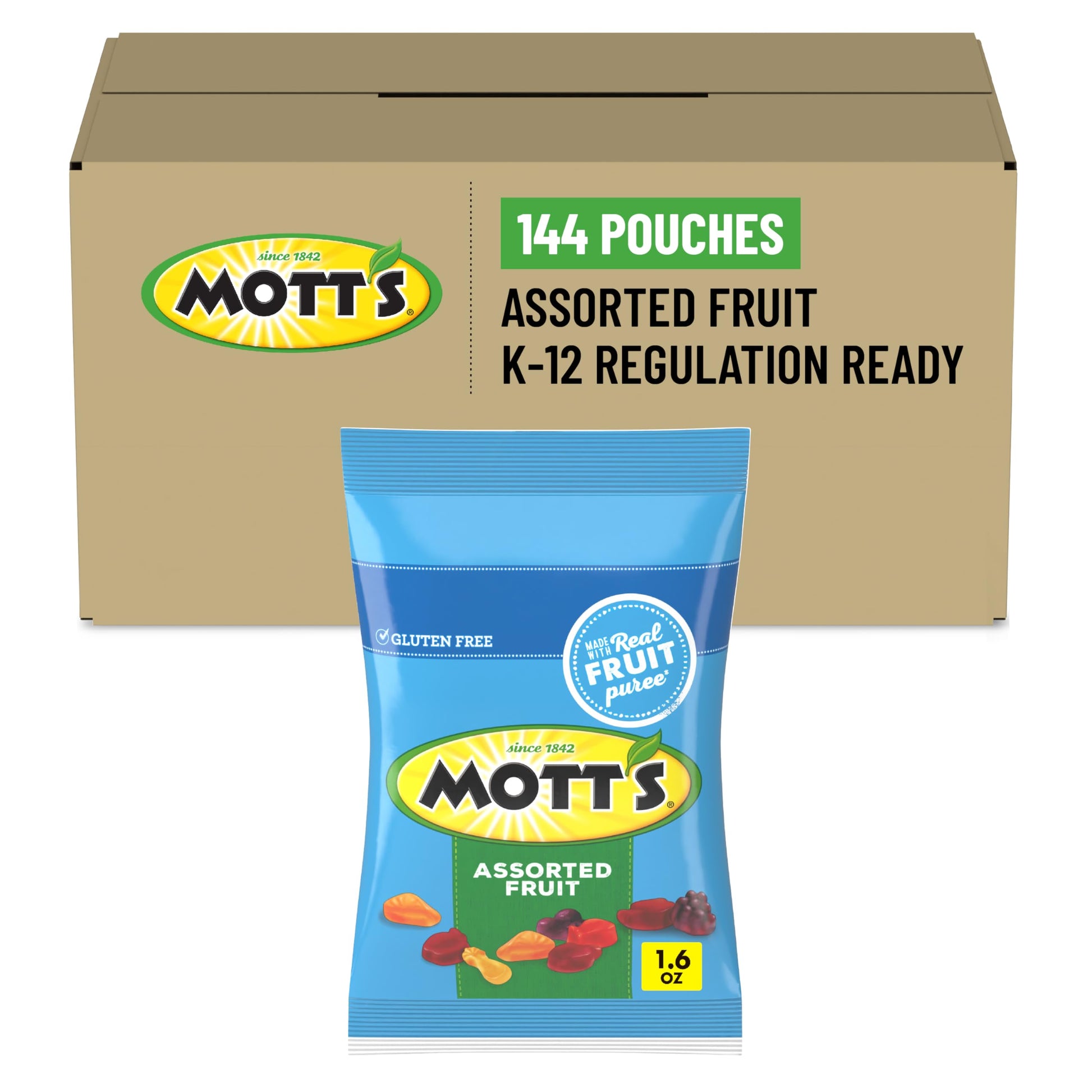 Motts Assorted Fruit Snacks, 1.6 Oz, 144 Count