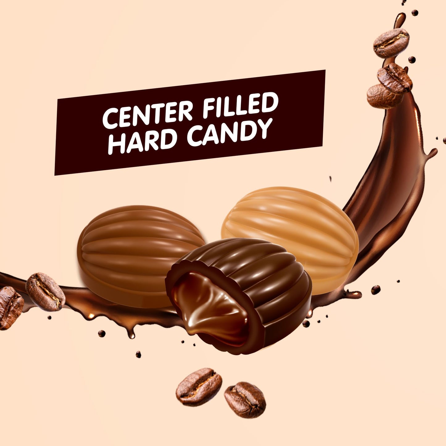 CANDY BREAK Coffee Drops - Center Filled Hard Candy, Macchiato, Espresso, Cappuccino Flavors, 2.2 Pound Bulk Bag