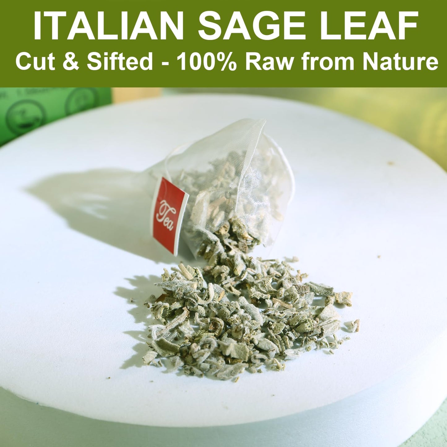 FullChea Sage Tea Bags, Premium Natural Cut & Sifted, Non-GMO, Caffeine-free, 30 Count (Pack of 1)