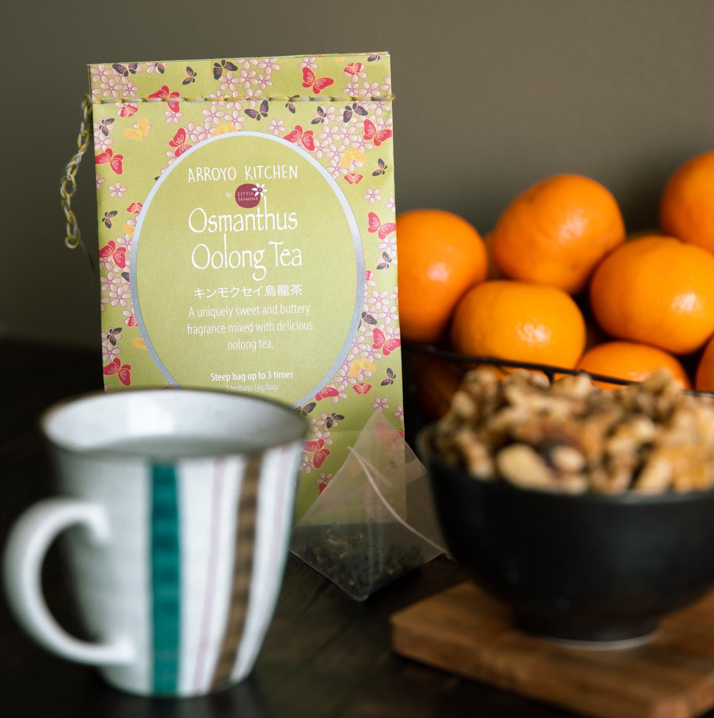 Arroyo Kitchen By Little Jasmine, Osmanthus Oolong Tea, Premium Taiwanese Tea, Pyramid & Eco-Conscious Teabags, 100% Natural, Fo