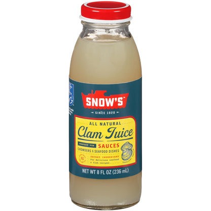 Snows All Natural Clam Juice, 8 Fluid oz Bottle - Gluten Free, Keto Friendly - Great for Pasta & Seafood Recipes