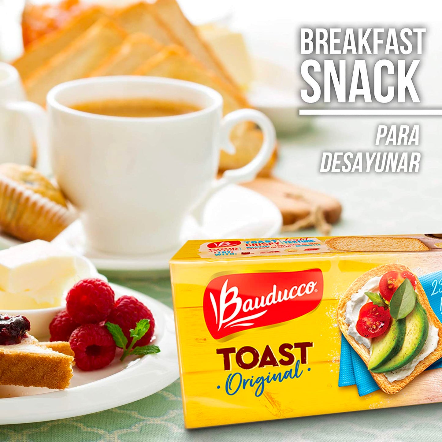 Bauducco Toast - Delicious, Light & Crispy Toasted Bread - Original & Whole Wheat - Ready-to-Eat Breakfast Toast & Sandwich Brea