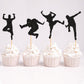 Ercadio Jazz Dancers Cupcake Toppers - 30 Pack, Black Glitter, Cardstock, Model 005, Music Theme Party Decorations