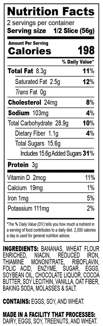 Nadel - NATURALLY DELICIOUS BANANA CHOCOLATE CHIP CAKE SLICES (4 Pack) Sweet Breads & Cakes, Back to School lunch snack, breakfa