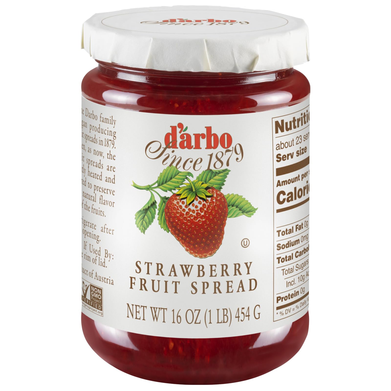 Darbo All-Natural Strawberry Fruit Spread, 16 oz (2 Pack) | Crafted Tradition | Pure Fruit Flavor No Artificial Preservatives-En