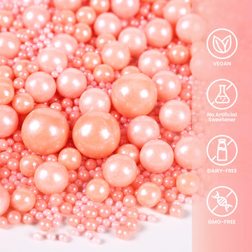 Light Pink Sprinkles For Cake Decorating, Edible Pearl Sprinkles For Cupcake Toppers Baking Decorations Cookie Decorating Lover